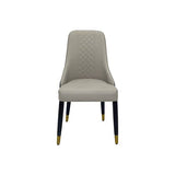 Darrahopens Furniture > Dining 2x Dining Chair Grey Leatherette Upholstery Black & Golden Legs