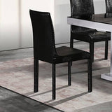 darrahopens Furniture > Dining 2x Steel Frame Black Leatherette Medium High Backrest Dining Chairs with Wooden legs