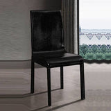 darrahopens Furniture > Dining 2x Steel Frame Black Leatherette Medium High Backrest Dining Chairs with Wooden legs