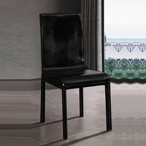 darrahopens Furniture > Dining 2x Steel Frame Black Leatherette Medium High Backrest Dining Chairs with Wooden legs