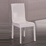 darrahopens Furniture > Dining 2x Steel Frame White Leatherette Medium High Backrest Dining Chairs with Wooden legs