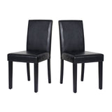 Darrahopens Furniture > Dining 2x Wooden Frame Black Leatherette Dining Chairs with Solid Pine Legs