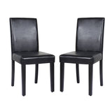 Darrahopens Furniture > Dining 2x Wooden Frame Black Leatherette Dining Chairs with Solid Pine Legs