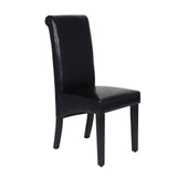 Darrahopens Furniture > Dining 2x Wooden Frame Black Leatherette Dining Chairs with Solid Pine Legs