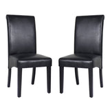 Darrahopens Furniture > Dining 2x Wooden Frame Black Leatherette Dining Chairs with Solid Pine Legs