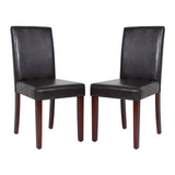 Darrahopens Furniture > Dining 2x Wooden Frame Brown Leatherette Dining Chairs with Solid Pine Legs