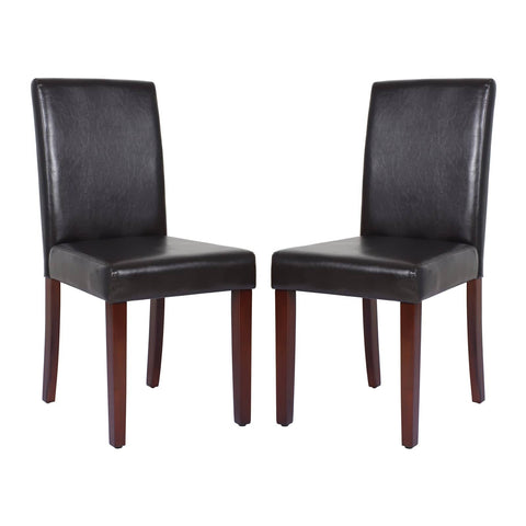 Darrahopens Furniture > Dining 2x Wooden Frame Brown Leatherette Dining Chairs with Solid Pine Legs