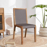 darrahopens Furniture > Dining 2x Wooden Frame Leatherette In Gray Fabric Dining Chairs with Wooden Legs