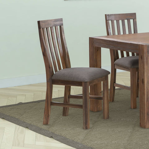 darrahopens Furniture > Dining 2x Wooden Frame Leatherette in Solid Wood Acacia & Veneer Dining Chairs in Chocolate Colour