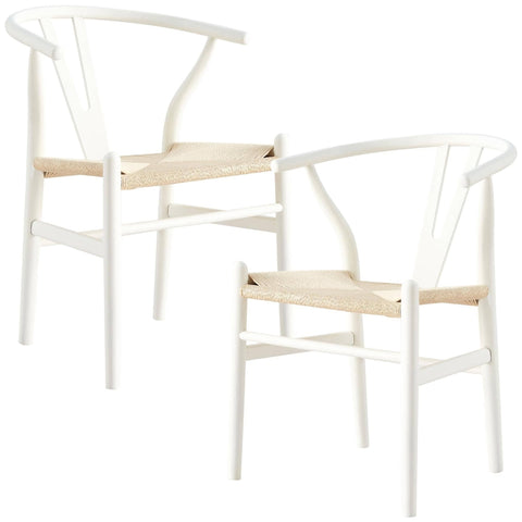 Darrahopens Furniture > Dining Anemone  Set of 2 Wishbone Dining Chair Beech Timber Replica Hans Wenger - White