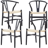 Darrahopens Furniture > Dining Anemone  Set of 4 Wishbone Dining Chair Beech Timber Replica Hans Wenger - Black
