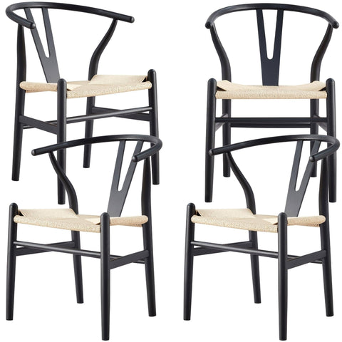 Darrahopens Furniture > Dining Anemone  Set of 4 Wishbone Dining Chair Beech Timber Replica Hans Wenger - Black
