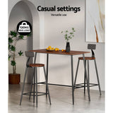 Darrahopens Furniture > Dining Artiss Bar Table Industrial Dining Desk High Wood Kitchen Shelf Wooden Cafe Pub