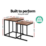 darrahopens Furniture > Dining Artiss Coffee Table Nesting Side Tables Wooden Rustic Vintage Metal Frame