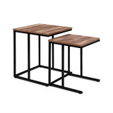 darrahopens Furniture > Dining Artiss Coffee Table Nesting Side Tables Wooden Rustic Vintage Metal Frame