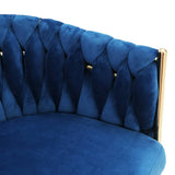 Darrahopens Furniture > Dining Artiss Dining Chair Cafe Chair Velvet Upholstered Woven Back Armrest Blue