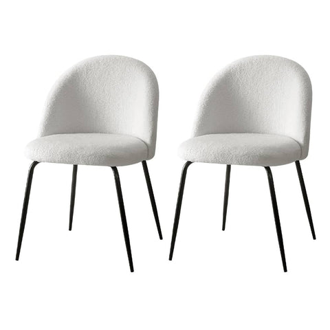 Darrahopens Furniture > Dining Artiss Dining Chairs Accent Chairs Armchair Kitchen Sherpa Boucle Chair White