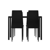 Darrahopens Furniture > Dining Artiss Dining Chairs and Table Dining Set 4 Chair Set Of 5 Wooden Top Black