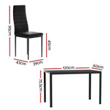 Darrahopens Furniture > Dining Artiss Dining Chairs and Table Dining Set 6 Chair Set Of 7 Wooden Top Black
