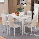 Darrahopens Furniture > Dining Artiss Dining Chairs and Table Dining Set 6 Chair Set Of 7 Wooden Top White
