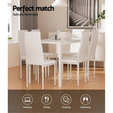 Darrahopens Furniture > Dining Artiss Dining Chairs and Table Dining Set 6 Chair Set Of 7 Wooden Top White