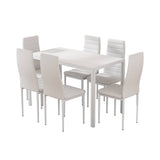 Darrahopens Furniture > Dining Artiss Dining Chairs and Table Dining Set 6 Chair Set Of 7 Wooden Top White