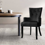 darrahopens Furniture > Dining Artiss Dining Chairs French Provincial Chair Velvet Fabric Timber Retro Black