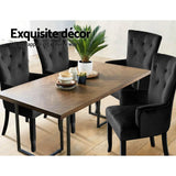 darrahopens Furniture > Dining Artiss Dining Chairs French Provincial Chair Velvet Fabric Timber Retro Black