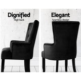darrahopens Furniture > Dining Artiss Dining Chairs French Provincial Chair Velvet Fabric Timber Retro Black