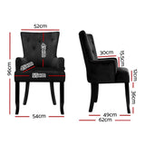 darrahopens Furniture > Dining Artiss Dining Chairs French Provincial Chair Velvet Fabric Timber Retro Black