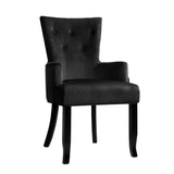 darrahopens Furniture > Dining Artiss Dining Chairs French Provincial Chair Velvet Fabric Timber Retro Black