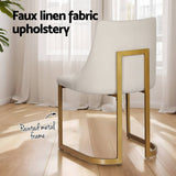 Darrahopens Furniture > Dining Artiss Dining Chairs Linen Fabric Beige Set Of 2 Balen