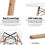 darrahopens Furniture > Dining Artiss Dining Table 4 Seater Round Replica DSW Eiffel Kitchen Timber White