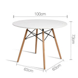 darrahopens Furniture > Dining Artiss Dining Table 4 Seater Round Replica DSW Eiffel Kitchen Timber White