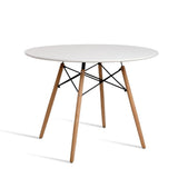 darrahopens Furniture > Dining Artiss Dining Table 4 Seater Round Replica DSW Eiffel Kitchen Timber White