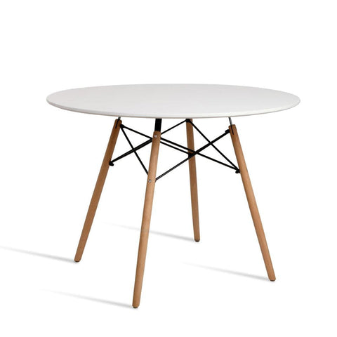darrahopens Furniture > Dining Artiss Dining Table 4 Seater Round Replica DSW Eiffel Kitchen Timber White