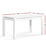 darrahopens Furniture > Dining Artiss Dining Table 4 Seater Wooden Kitchen Tables White 120cm Cafe Restaurant