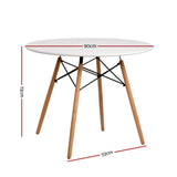 darrahopens Furniture > Dining Artiss Dining Table Round 4 Seater Replica Tables Cafe Timber White 90cm