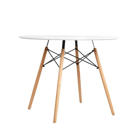 darrahopens Furniture > Dining Artiss Dining Table Round 4 Seater Replica Tables Cafe Timber White 90cm
