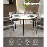 Darrahopens Furniture > Dining Artiss Dining Table Round Wooden Table With Marble Effect Metal Legs 110CM White