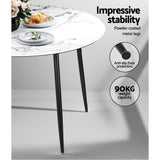 Darrahopens Furniture > Dining Artiss Dining Table Round Wooden Table With Marble Effect Metal Legs 110CM White