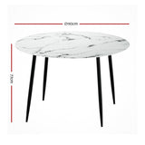 Darrahopens Furniture > Dining Artiss Dining Table Round Wooden Table With Marble Effect Metal Legs 110CM White