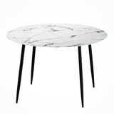 Darrahopens Furniture > Dining Artiss Dining Table Round Wooden Table With Marble Effect Metal Legs 110CM White