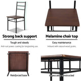 darrahopens Furniture > Dining Artiss Metal Table and Chairs - Walnut & Black