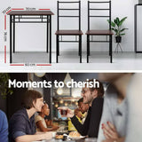 darrahopens Furniture > Dining Artiss Metal Table and Chairs - Walnut & Black
