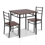 darrahopens Furniture > Dining Artiss Metal Table and Chairs - Walnut & Black