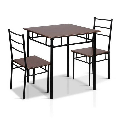 darrahopens Furniture > Dining Artiss Metal Table and Chairs - Walnut & Black