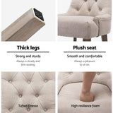 darrahopens Furniture > Dining Artiss Set of 2 Dining Chair Beige CAYES French Provincial Chairs Wooden Fabric Retro Cafe