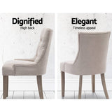 darrahopens Furniture > Dining Artiss Set of 2 Dining Chair Beige CAYES French Provincial Chairs Wooden Fabric Retro Cafe