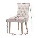 darrahopens Furniture > Dining Artiss Set of 2 Dining Chair Beige CAYES French Provincial Chairs Wooden Fabric Retro Cafe